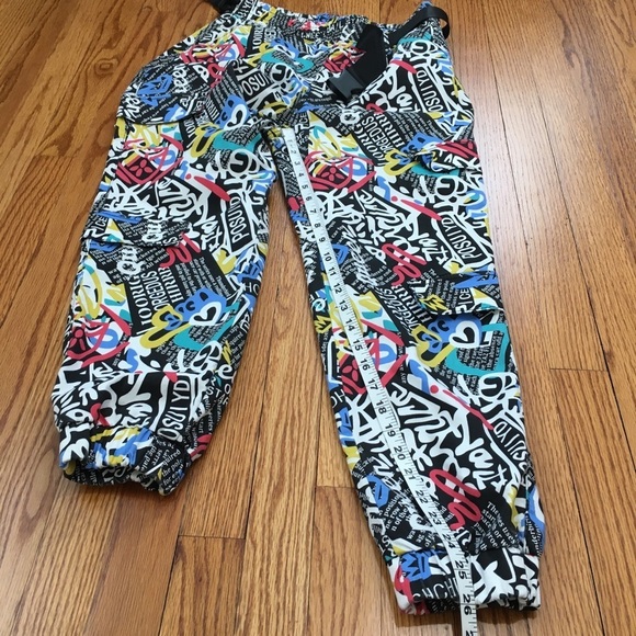 VIP Y2K high rise novelty graffiti preppy pull on ankle jogger cargo pants - Picture 9 of 16